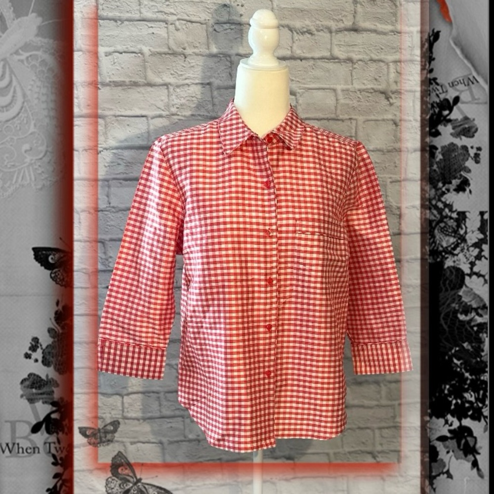 Preston & York gingham silk top (NWOT)